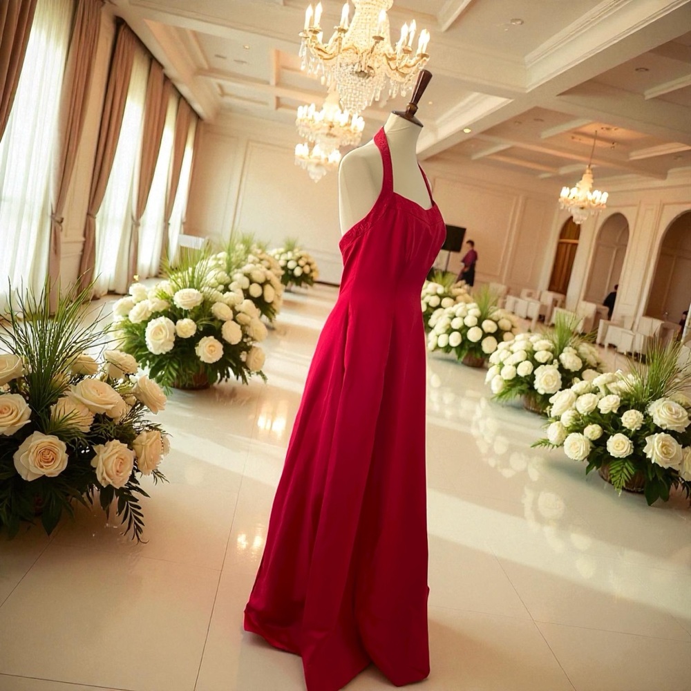 Mori Lee Red Gown Size 11/12‎ Embroidery Trim - Picture 7 of 13